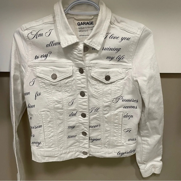 Taylor Swift Tortured Poets Upcycled Garage Denim Jean Jacket Women’s Small - Picture 1 of 11